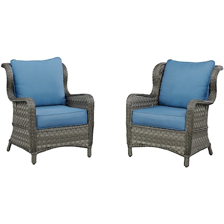Set of 2 Outdoor Lounge Chairs w/ Cushion