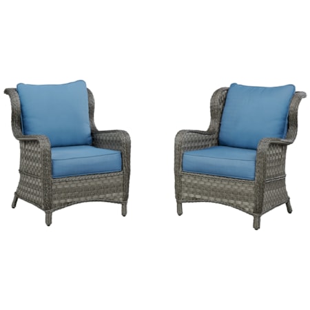 Set of 2 Outdoor Lounge Chairs w/ Cushion