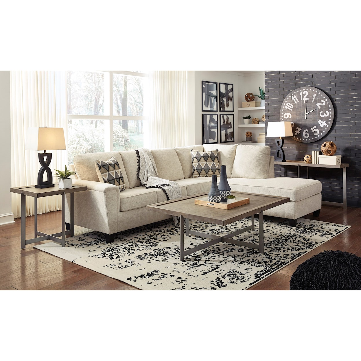 Signature Design by Ashley Abinger 2-Piece Sectional w/ Chaise and Sleeper