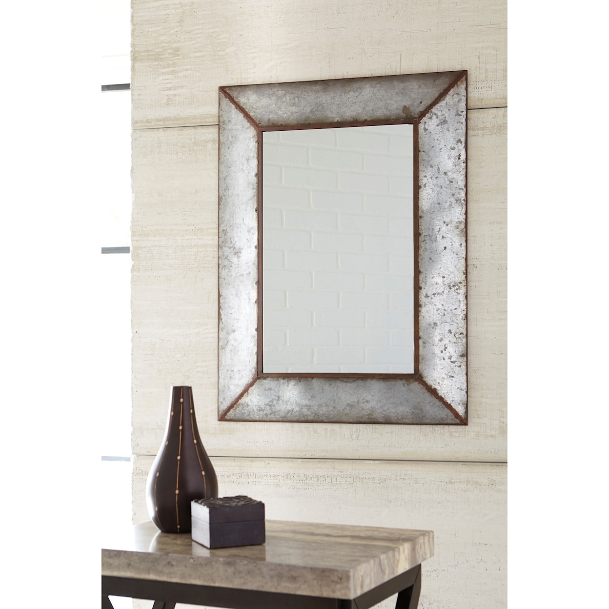 Signature Design by Ashley Accent Mirrors O'Tallay Antique Gray Accent Mirror