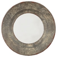 Carine Distressed Gray Round Metal Accent Mirror