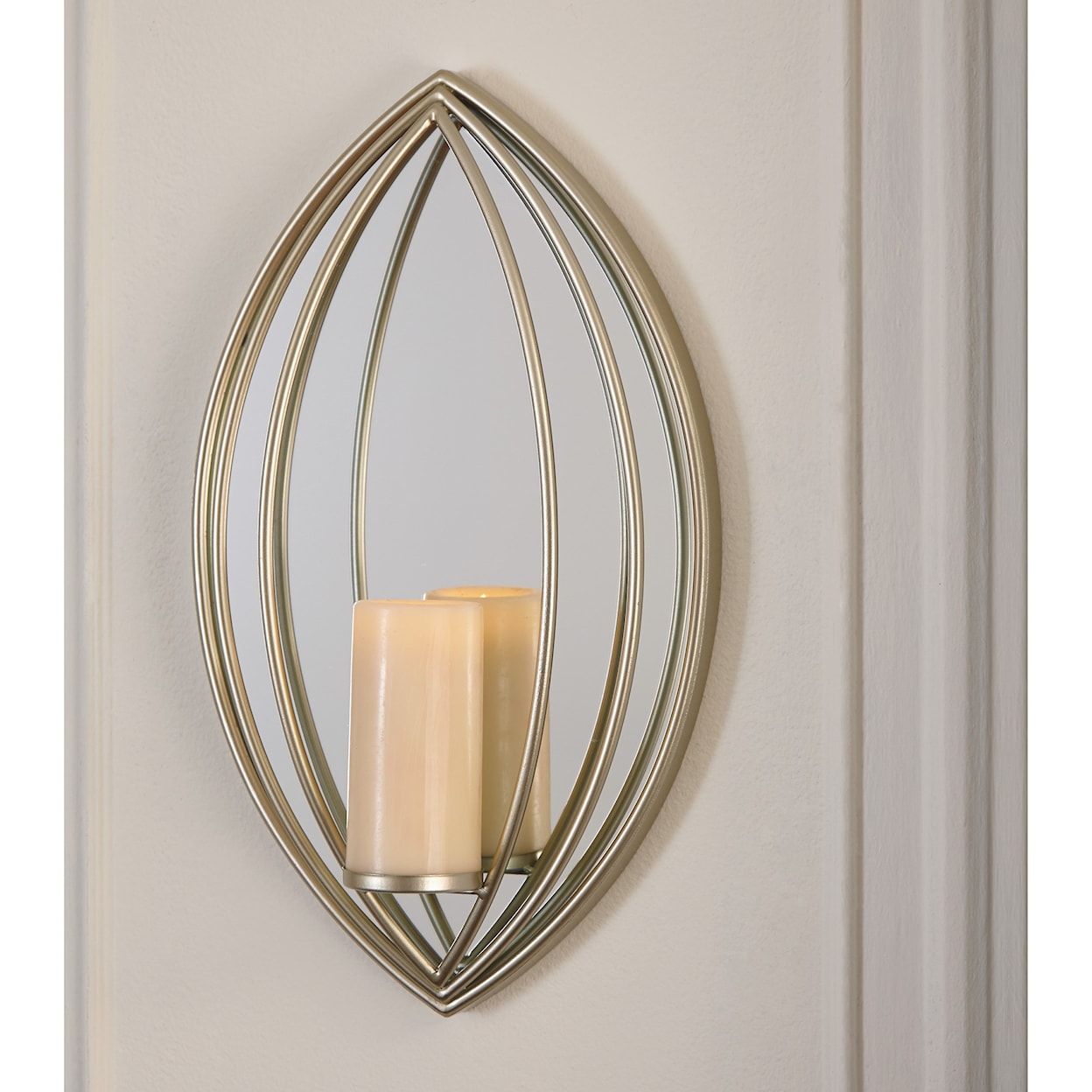 Ashley Furniture Signature Design Accent Mirrors Donnica Silver Finish Wall Sconce