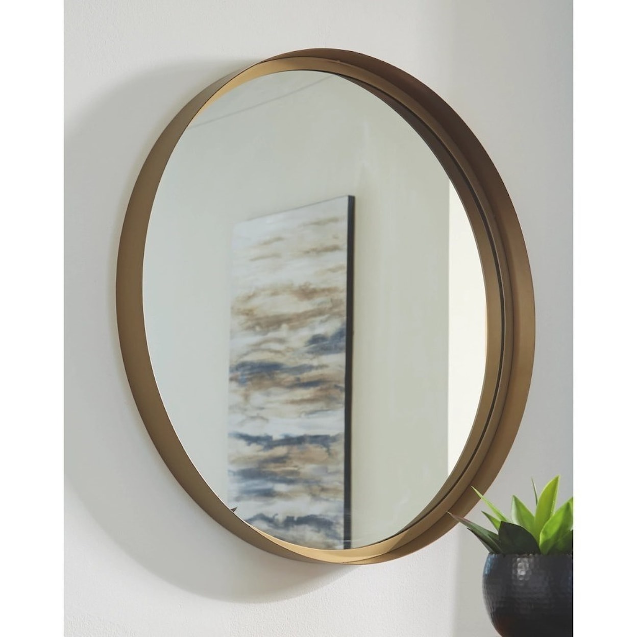 Signature Design by Ashley Accent Mirrors Elanah Gold Finish Accent Mirror