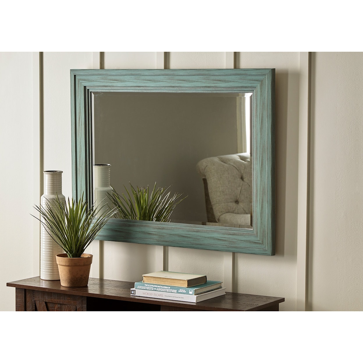 Signature Design by Ashley Accent Mirrors Jacee Antique Teal Accent Mirror
