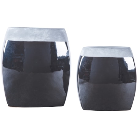 Derring Black/Nickel Finish Vases (Set of 2)