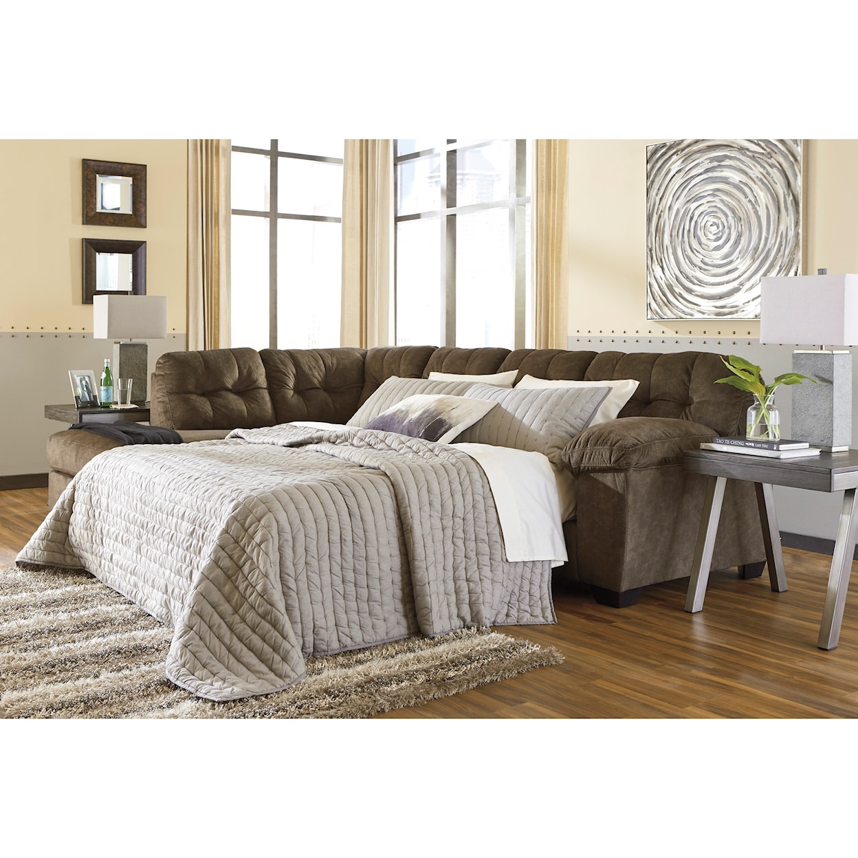 Benchcraft Accrington Sectional with Left Chaise & Queen Sleeper