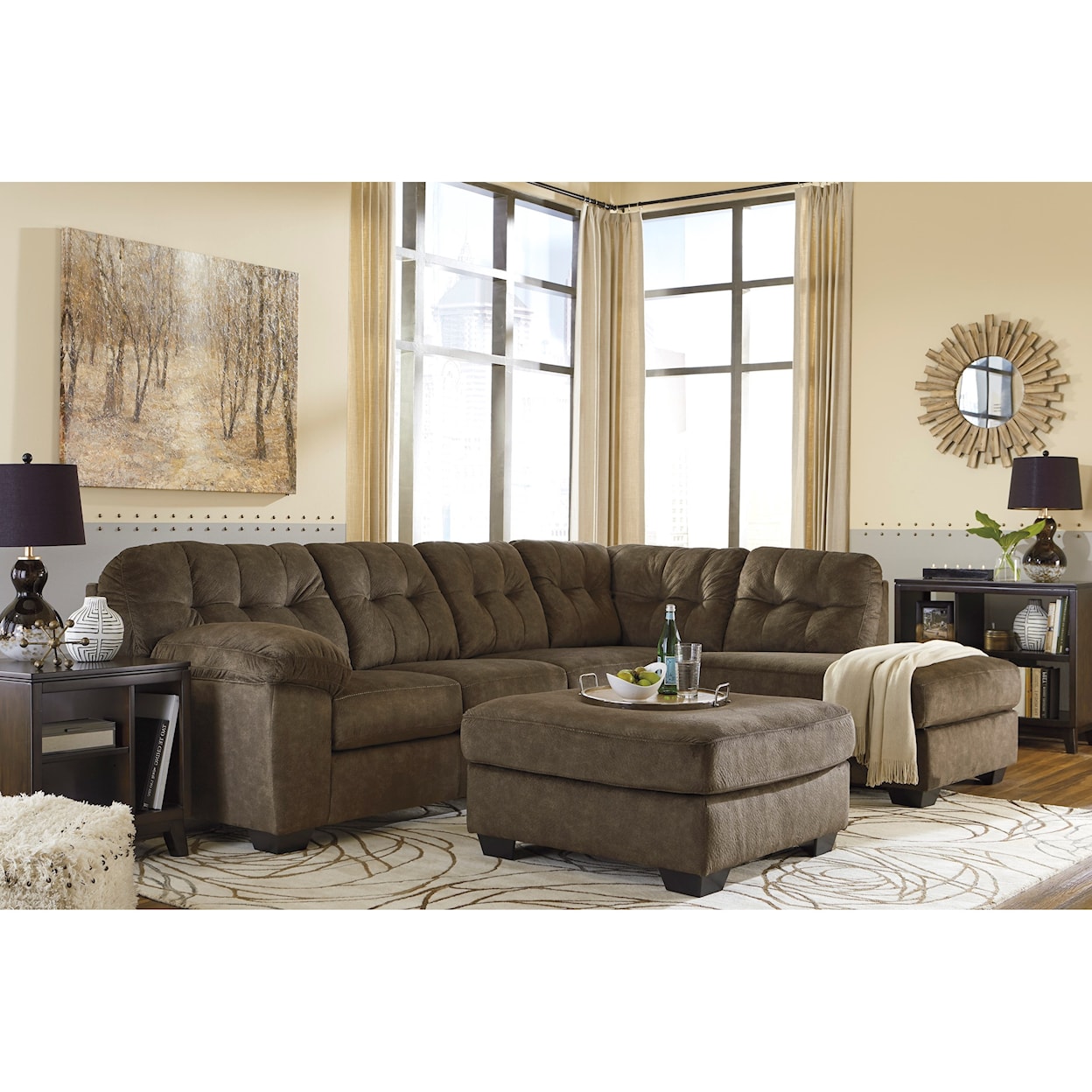 Benchcraft Accrington Sectional with Right Chaise & Queen Sleeper