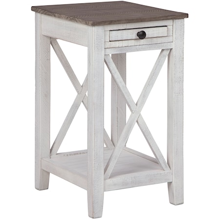 Two-Tone Accent Table with USB Charging
