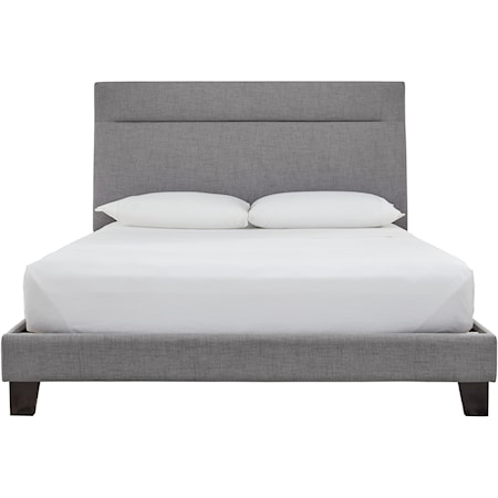 Contemporary King Upholstered Bed in Gray Fabric