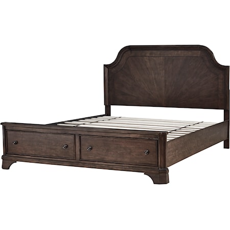 Cal King Panel Bed with Storage Footboard