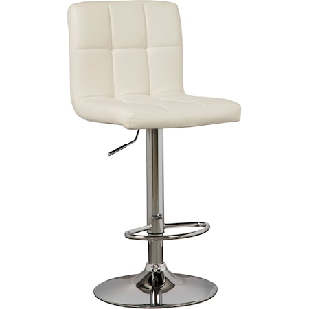Tall Upholstered Swivel Barstool in Bone Faux Leather