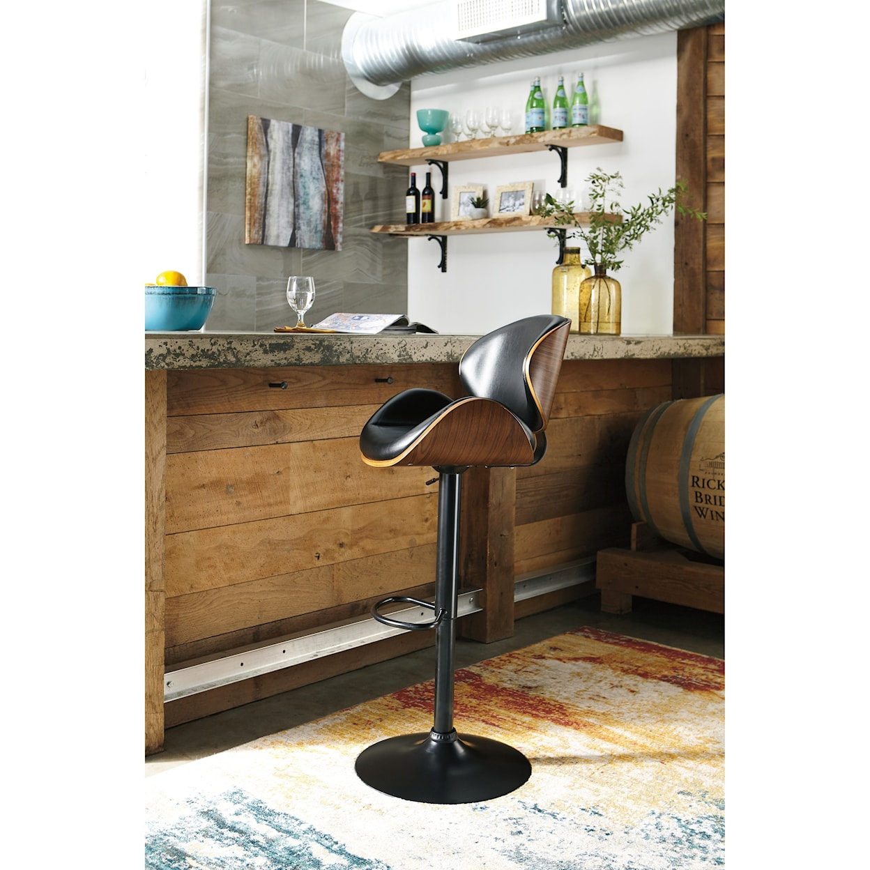 Signature Design by Ashley Bellatier Tall Upholstered Swivel Barstool