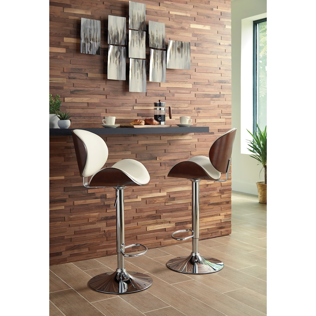 Signature Design by Ashley Bellatier Tall Upholstered Swivel Barstool