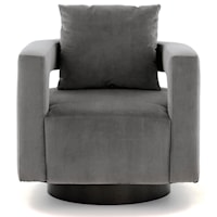 Contemporary Barrel Swivel Accent Chair in Velvet Fabric with with Loose Pillow