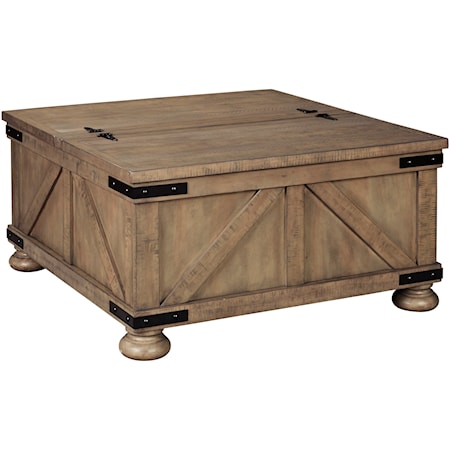Farmhouse Cocktail Table with Lift Top Storage