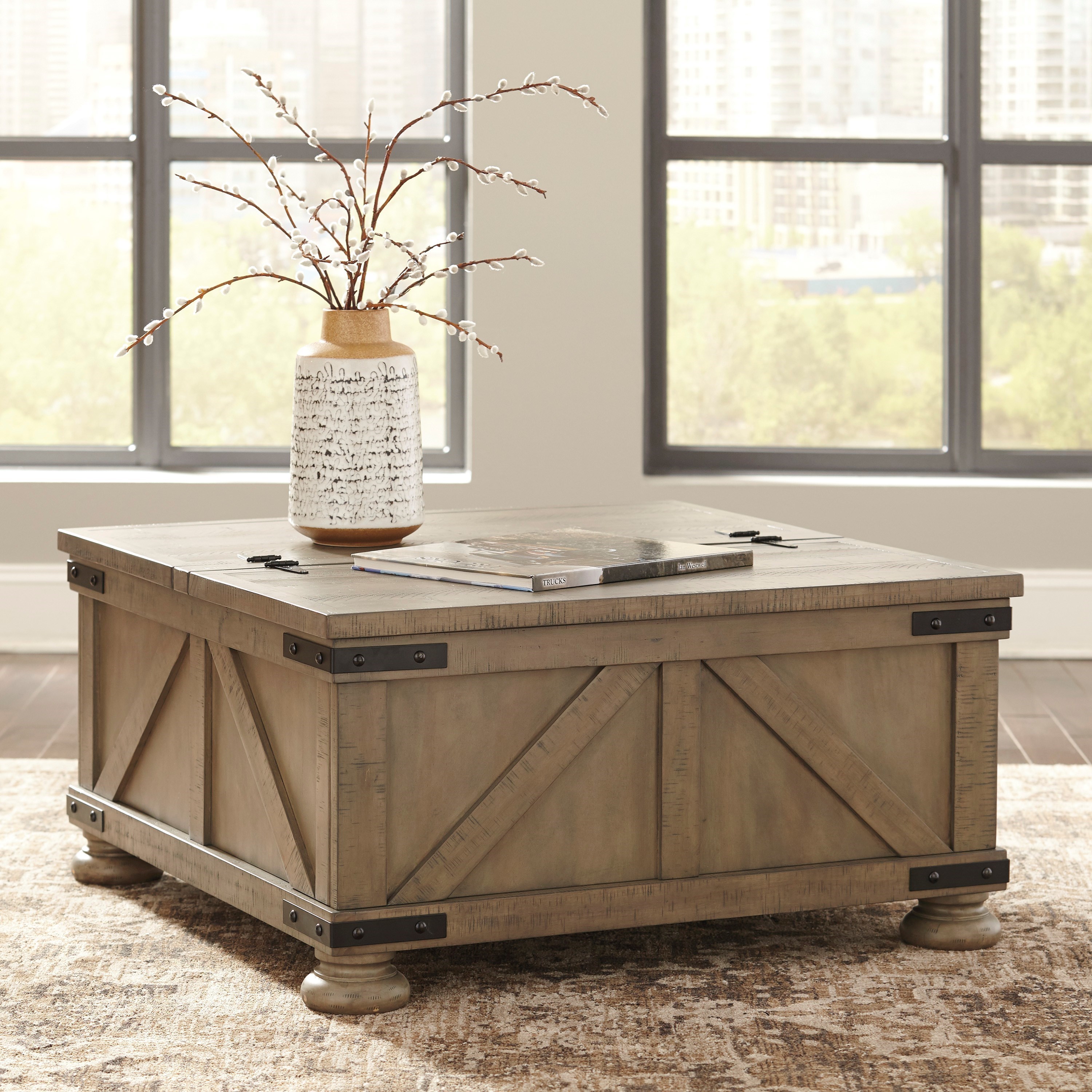 Ashley Signature Design Aldwin 1351971 Farmhouse Cocktail Table with
