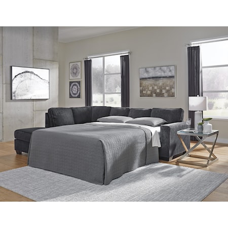 2 Piece Right Arm Facing Sleeper Sofa, Left Arm Facing Chaise Sectional and Ottoman Set
