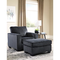 Contemporary Upholstered Chair and Ottoman