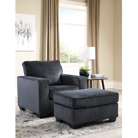 Contemporary Upholstered Chair and Ottoman