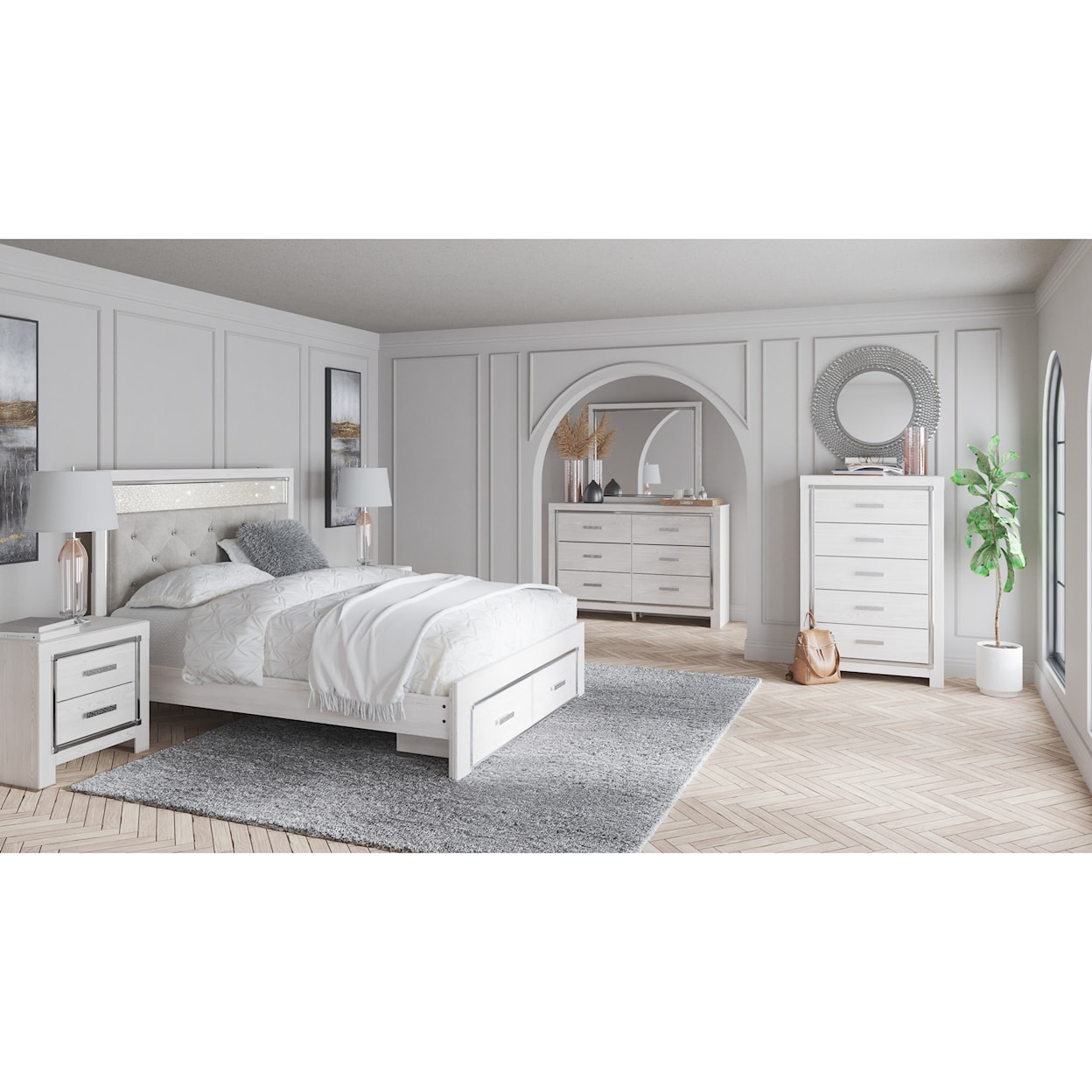 Ashley Signature Design Altyra Queen Storage Bed with Upholstered Headboard