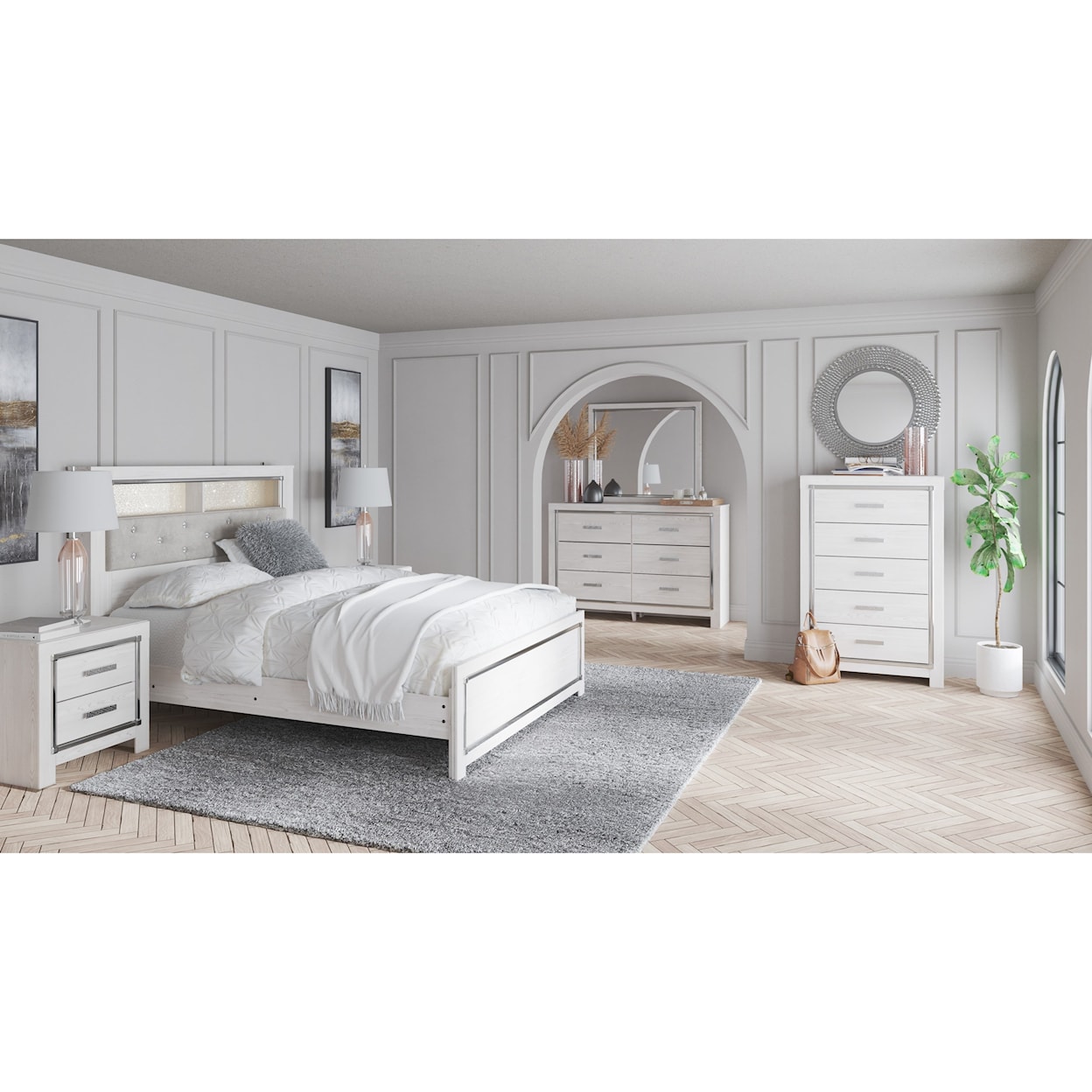 Benchcraft Altyra Queen Upholstered Bookcase Bed