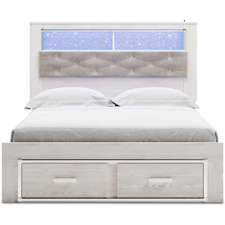 Queen Storage Bed with Uph Bookcase Hdbd