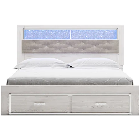 King Storage Bed with Uph Bookcase Hdbd