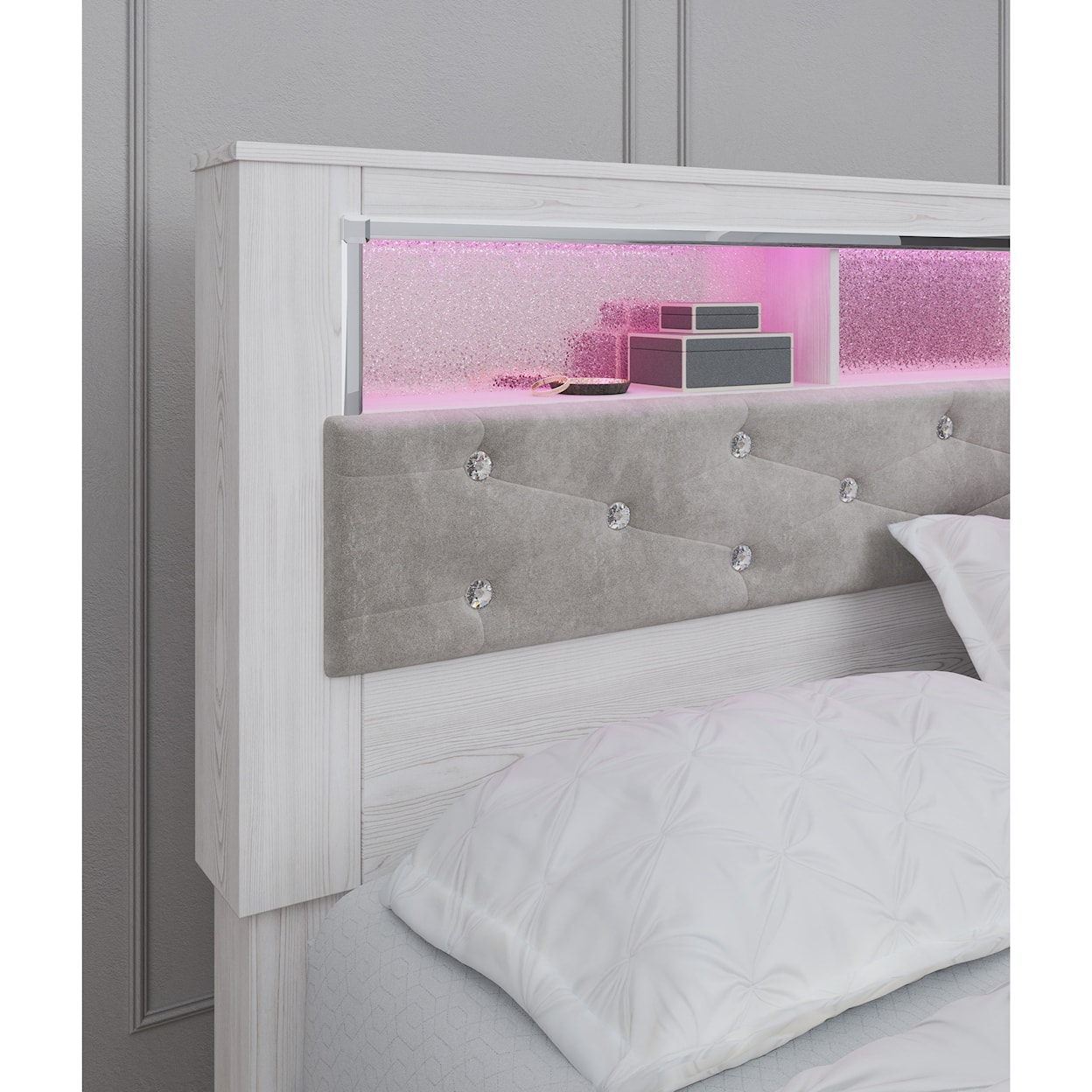 Michael Alan Select Altyra King Storage Bed with Uph Bookcase Hdbd