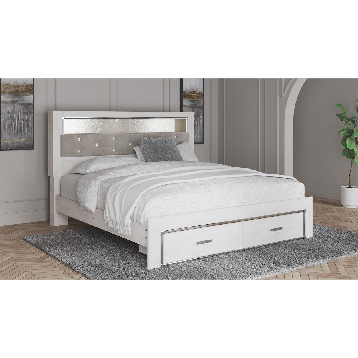 Ashley Furniture Signature Design Altyra King Storage Bed with Uph Bookcase Hdbd