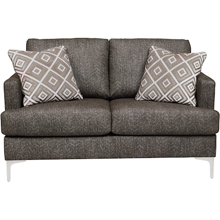 Contemporary RTA Loveseat with Metal Legs
