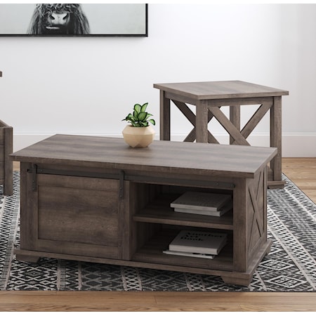 3 Piece Rectangular Coffee Table and 2 Square End Table Set