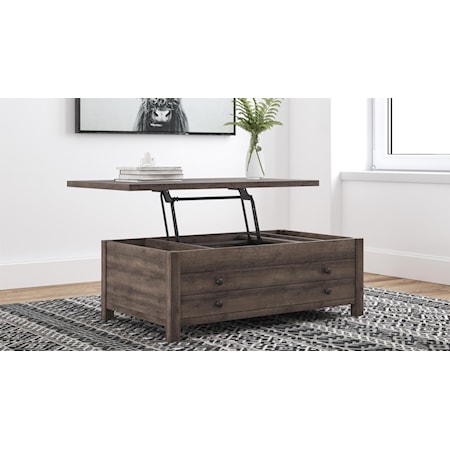2 Piece Rectangular Lift Top Coffee Table and Square End Table Set