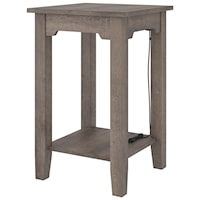 Farmhouse Style Chairside End Table with USB Ports