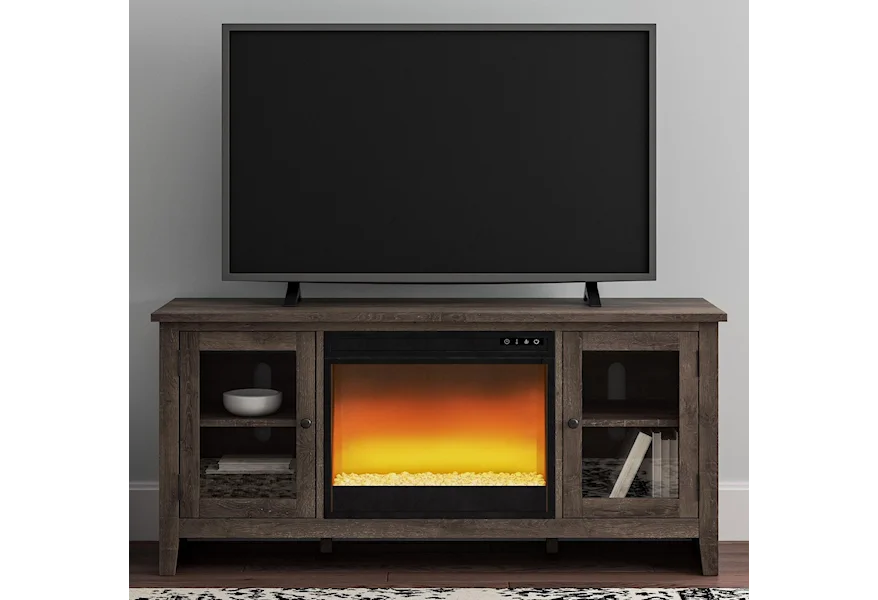 Arlenbry Large TV Stand w/ Fireplace Insert by Ashley (Signature Design) at Johnny Janosik