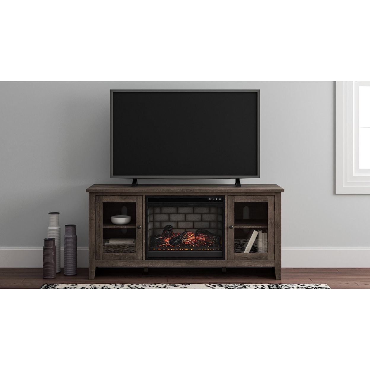 Signature Design by Ashley Arlenbry Large TV Stand w/ Fireplace Insert