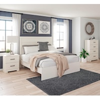 3 Piece King Panel Bed, 2 Drawer Nightstand and 4 Drawer Chest Set