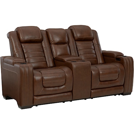 Power Reclining Loveseat with Adjustable Headrest and Built-In Massage and Heat Features 