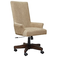 Contemporary Upholstered Swivel Desk Chair with Nailhead Trim
