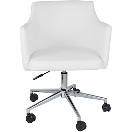 White Vinyl Home Office Swivel Desk Chair