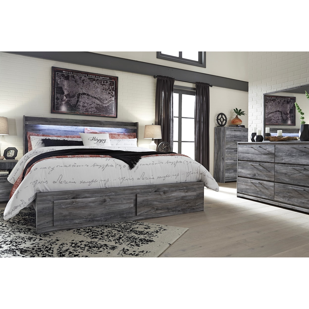 Signature Design by Ashley Baystorm King Panel Bed with Storage Footboard