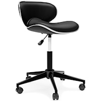 Contemporary Home Office Desk Chair in Black Faux Leather