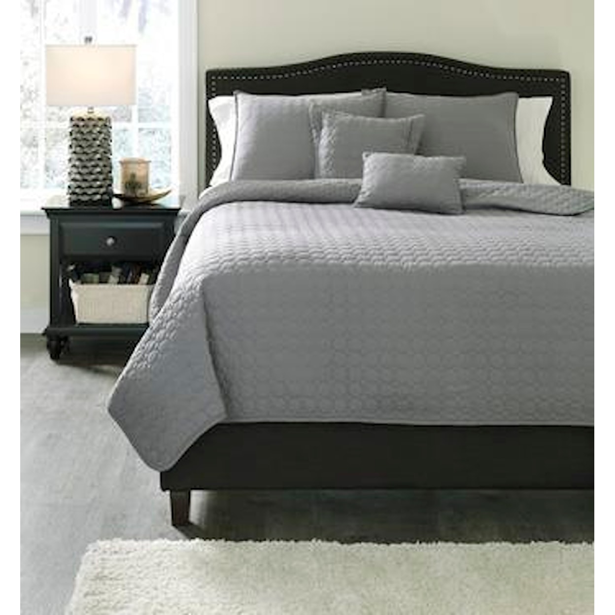 Ashley Furniture Signature Design Bedding Sets Queen Lazen Gray Top of Bed Set