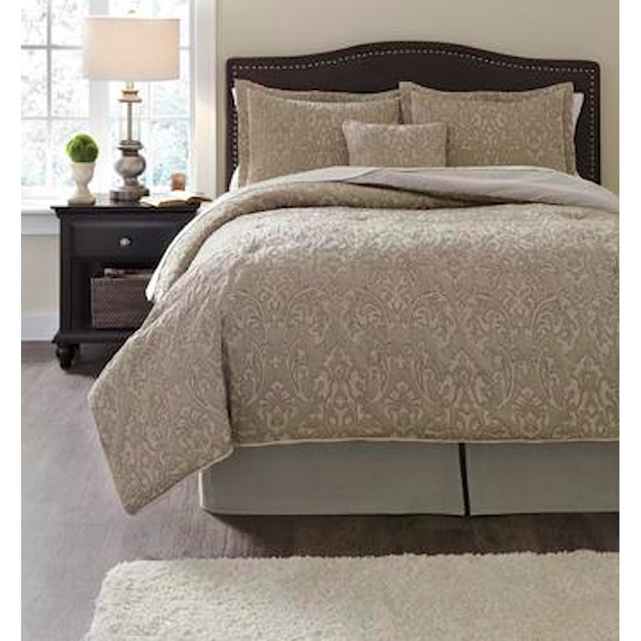 Ashley Furniture Signature Design Bedding Sets King Lyssa Stone Top of Bed Set