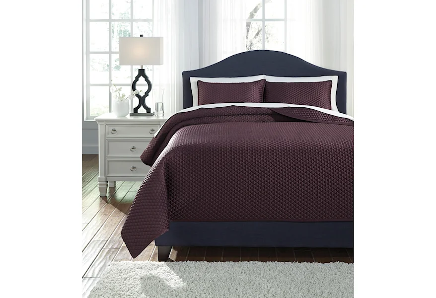 Bedding Sets Queen Dietrick Plum Quilt Set by Signature Design by Ashley Furniture at Sam's Appliance & Furniture