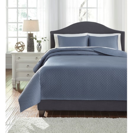 Queen Dietrick Blue Quilt Set