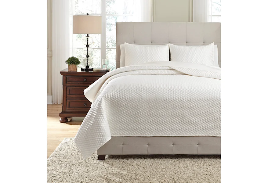 Bedding Sets Queen Dietrick Ivory Quilt Set by Signature Design by Ashley at VanDrie Home Furnishings