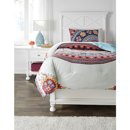 Twin Amerigo Pink/Aqua/Orange Comforter Set