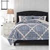 Ashley Furniture Signature Design Bedding Sets Queen Sladen Blue/Cream Comforter Set