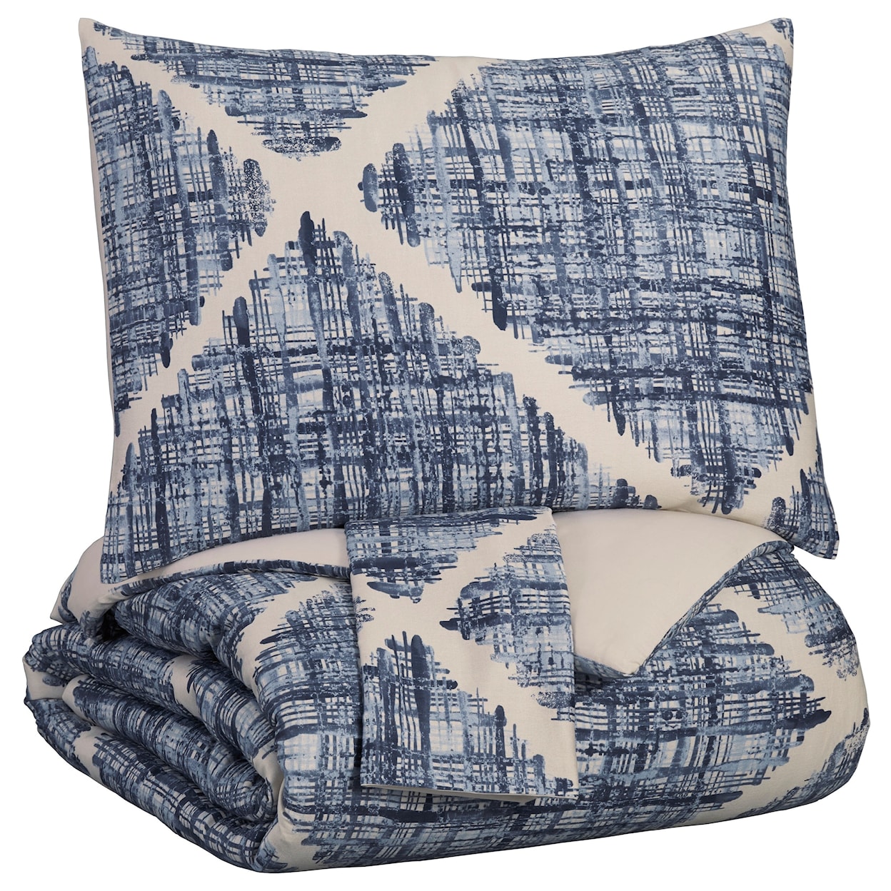Ashley Furniture Signature Design Bedding Sets Queen Sladen Blue/Cream Comforter Set