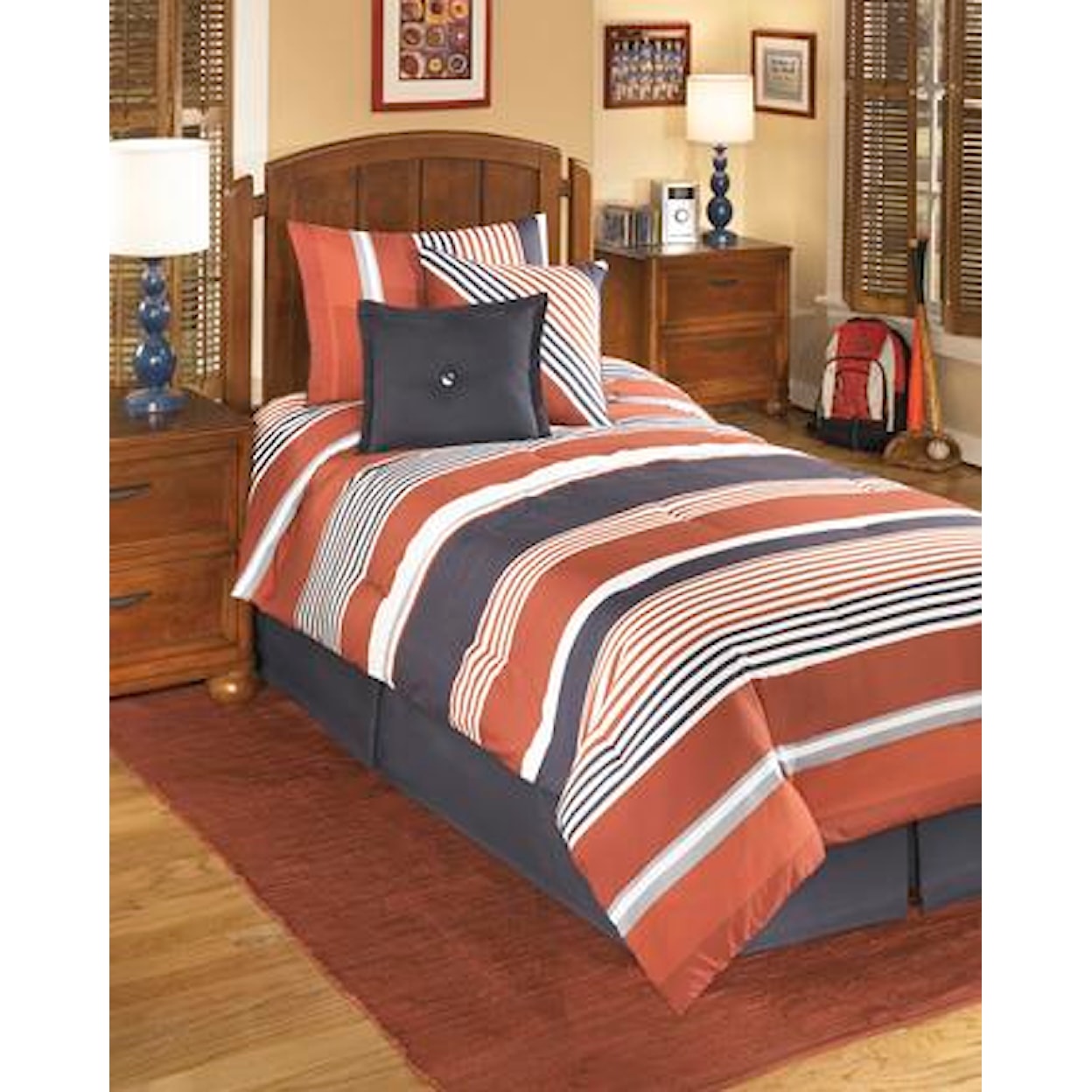 Signature Design by Ashley Bedding Sets Twin Manning Stripe Top of Bed Set